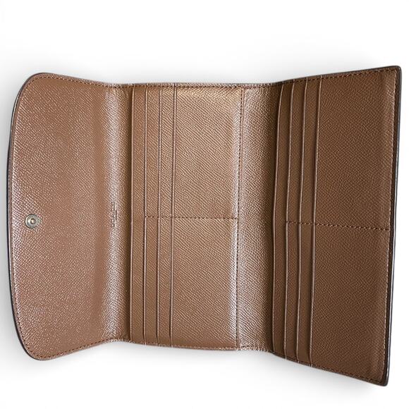 COACH Essential Slim Wallet Tan Saddle Brown Pebble Leather Gold Logo - Picture 5 of 11